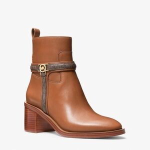 Mindy Leather and Signature Logo Trim Ankle Boot